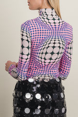 Printed jersey bodycon longsleeved top