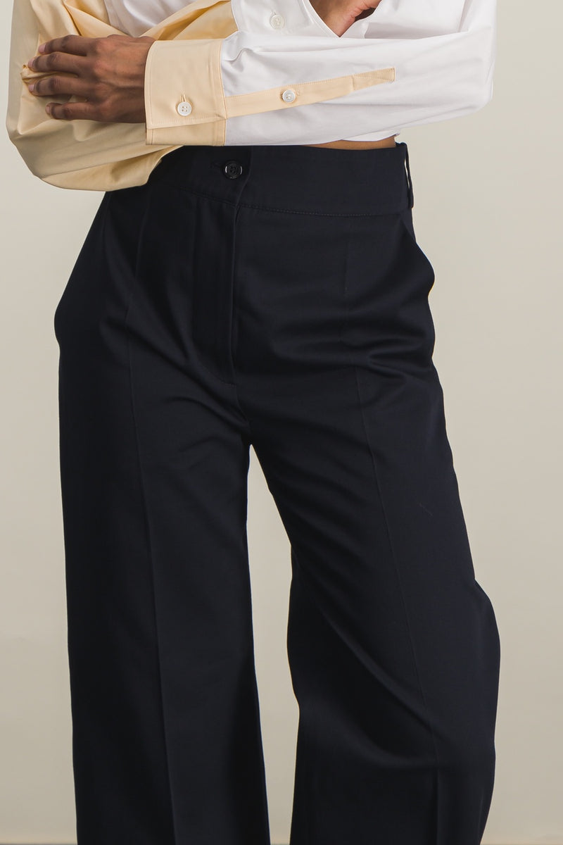 Patou - Straight leg tailored night blue organic coton pants