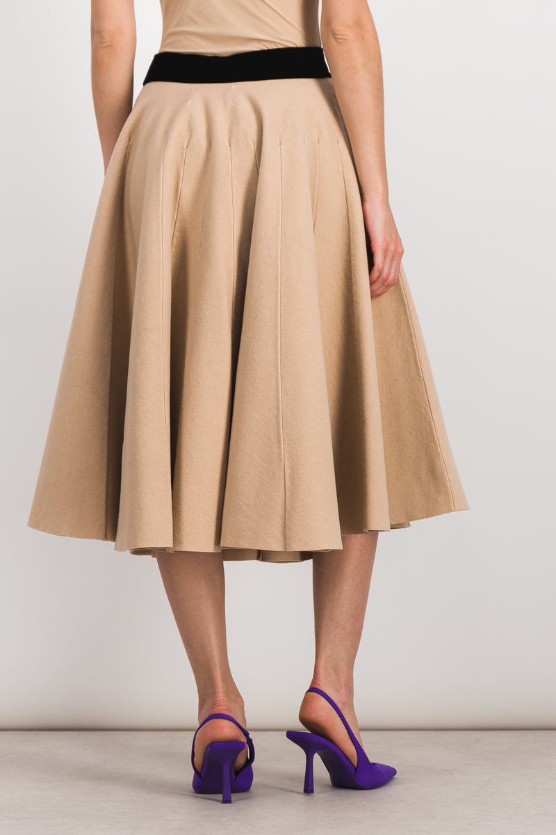 Maison Margiela - Felt wool pleated midi skirt