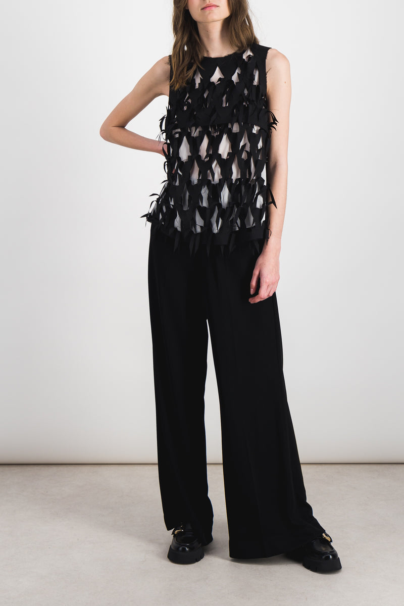 Maison Margiela - Bi-fabric top with cut-outs and contrast lining