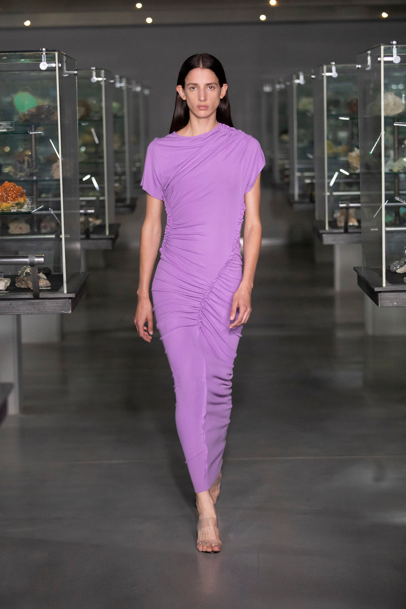 Atlein - Ruched cotton rib maxi dress