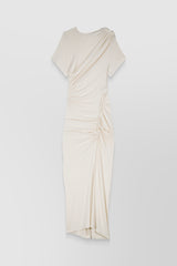 Ruched cotton rib maxi dress