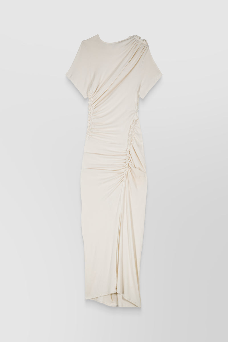 Atlein - Ruched cotton rib maxi dress