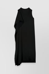Crêpe satin midi dress with front pleat
