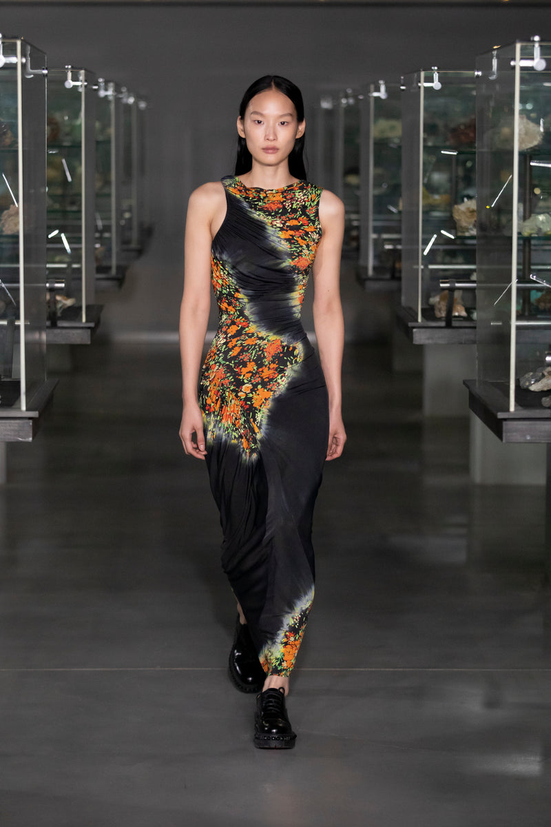 Atlein - Printed ruched jersey maxi dress