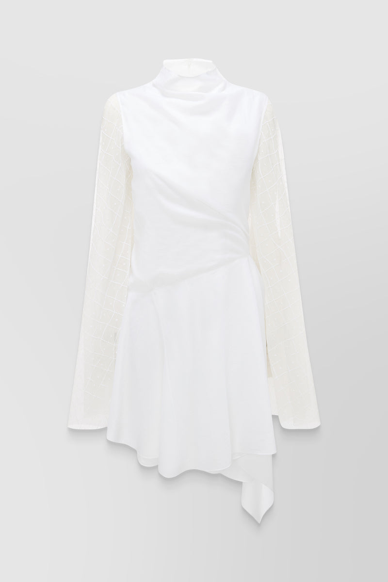 JW Anderson - Fluid asymmetric dress with sheer trumpet sleeves