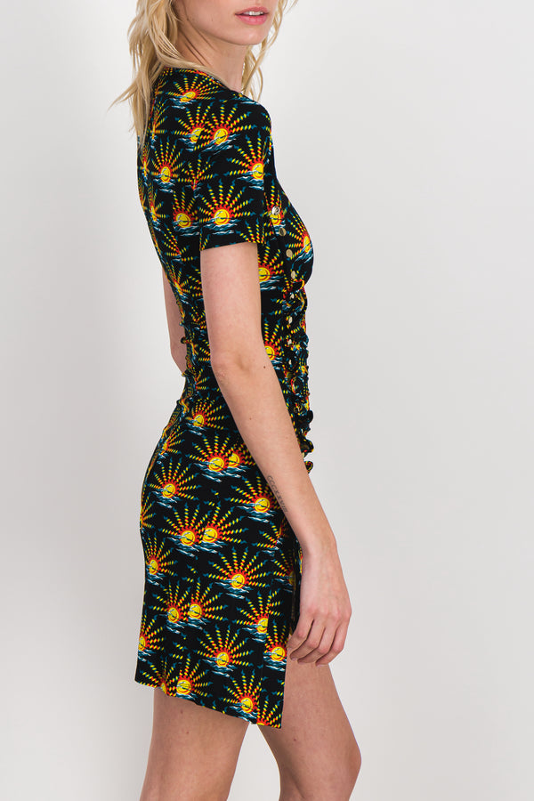 Sunrise printed pleated mini dress
