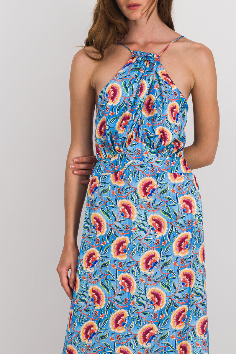 Paco Rabanne - Fluid flower printed halterneck maxi dress