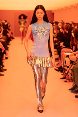 Embroidered sequins flared pants