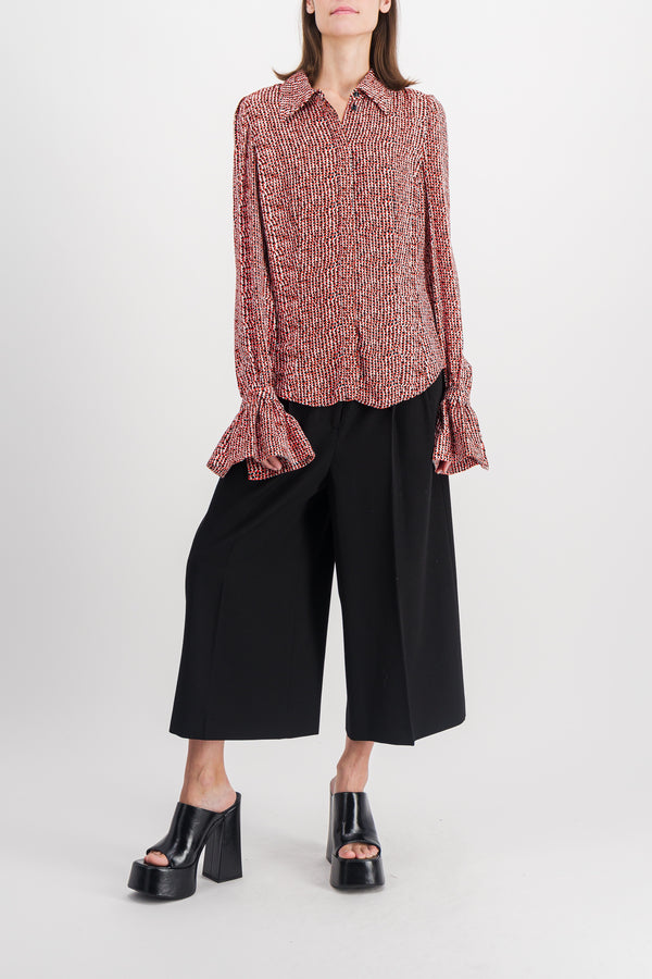 Printed coton shirt with fluted cuffs