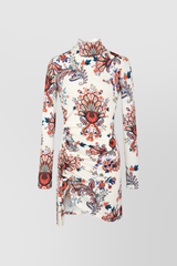 Paisley printed mini dress with long sleeves