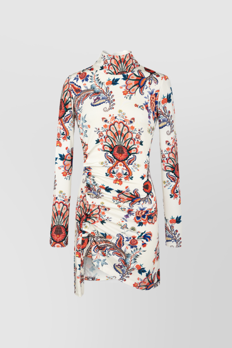Paco Rabanne - Paisley printed mini dress with long sleeves