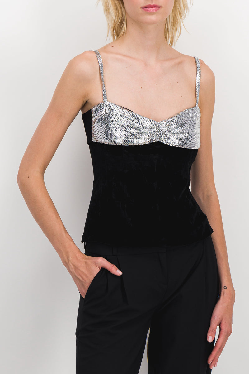 Paco Rabanne - Mini mesh satin top