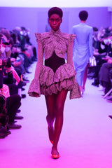 Printed recycled light satin mini dress