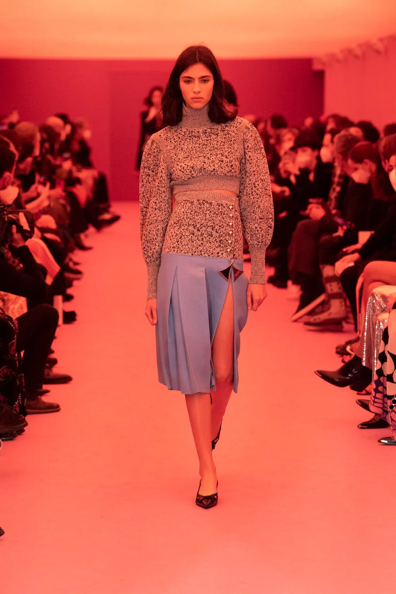 Paco Rabanne - Jacquard concrete cropped sweater