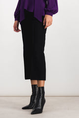 Cropped straight leg nylon-wool pants