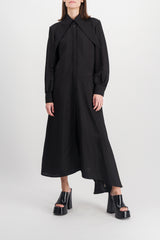 Asymmetric viscose-silk shirt dress