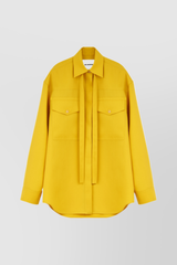 Sunflower loose wool gabardine shirt with breast patch pockets