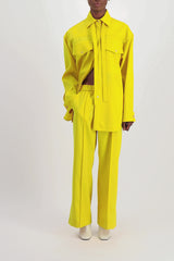 Sunflower loose wool gabardine shirt with breast patch pockets