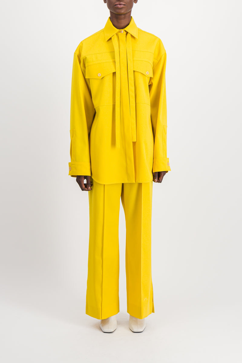Jil Sander - Sunflower loose wool gabardine shirt with breast patch pockets