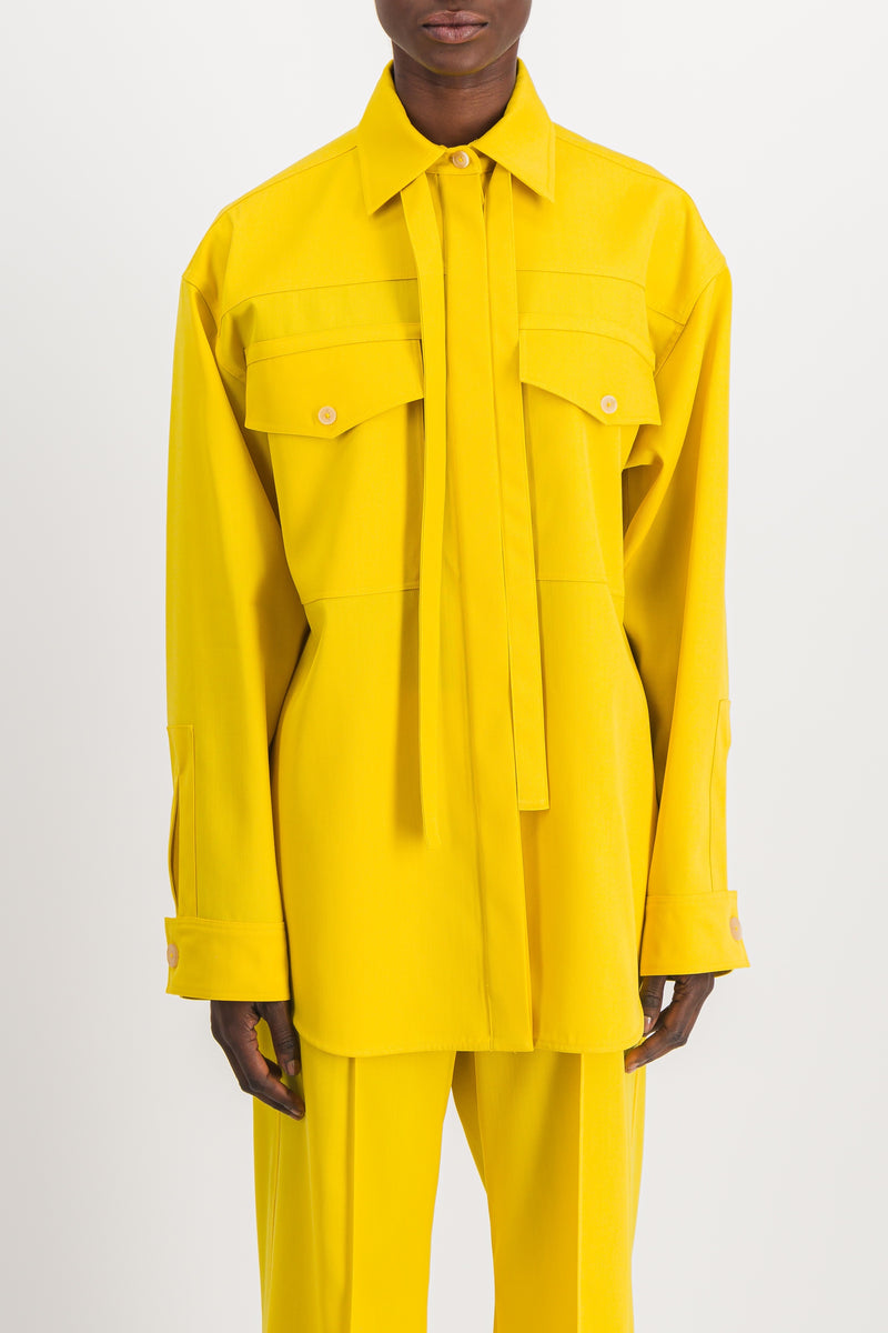 Jil Sander - Sunflower loose wool gabardine shirt with breast patch pockets