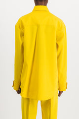 Sunflower loose wool gabardine shirt with breast patch pockets