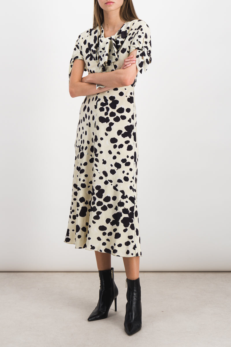 Marni - Crêpe de soie midi dress with dot print