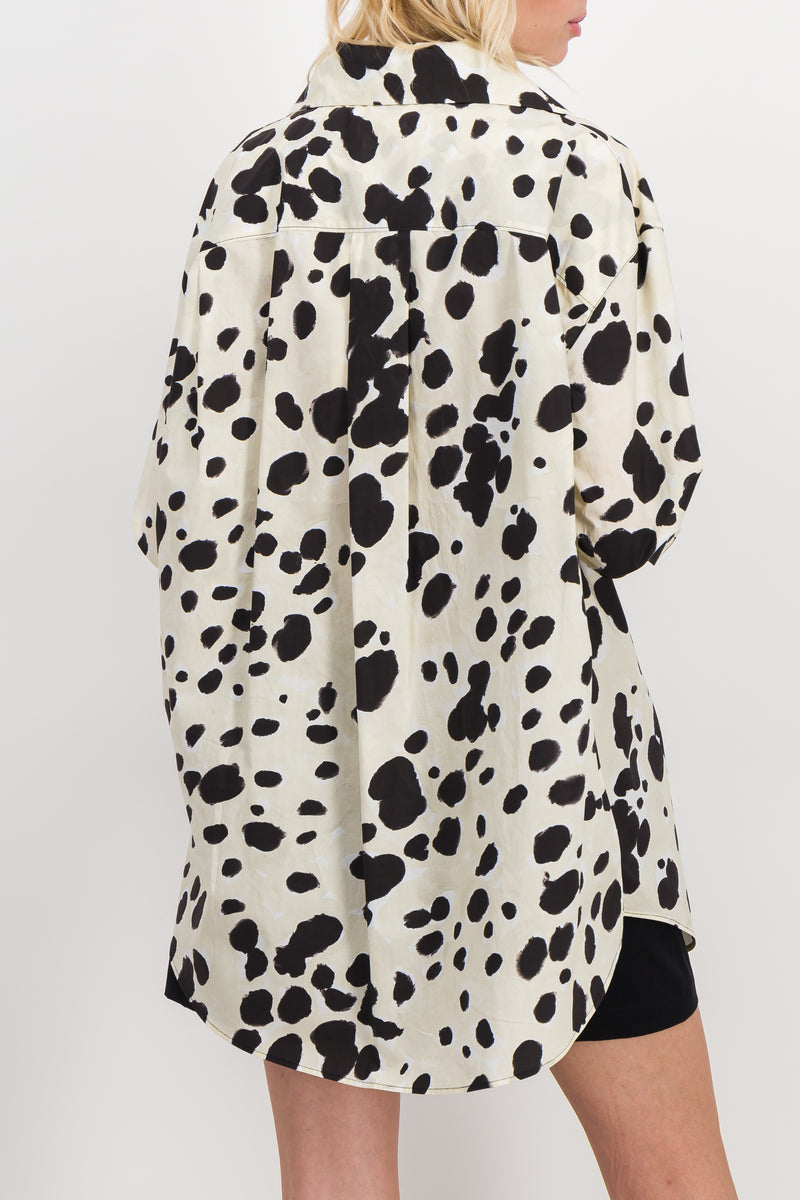 Marni - Poplin long shirt with pop dot print