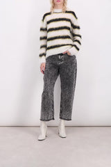 Striped crewneck mohair-wool sweater
