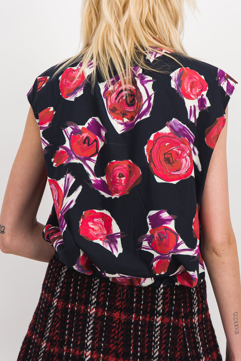 Marni - Sleeveless funnel neck flower printed top